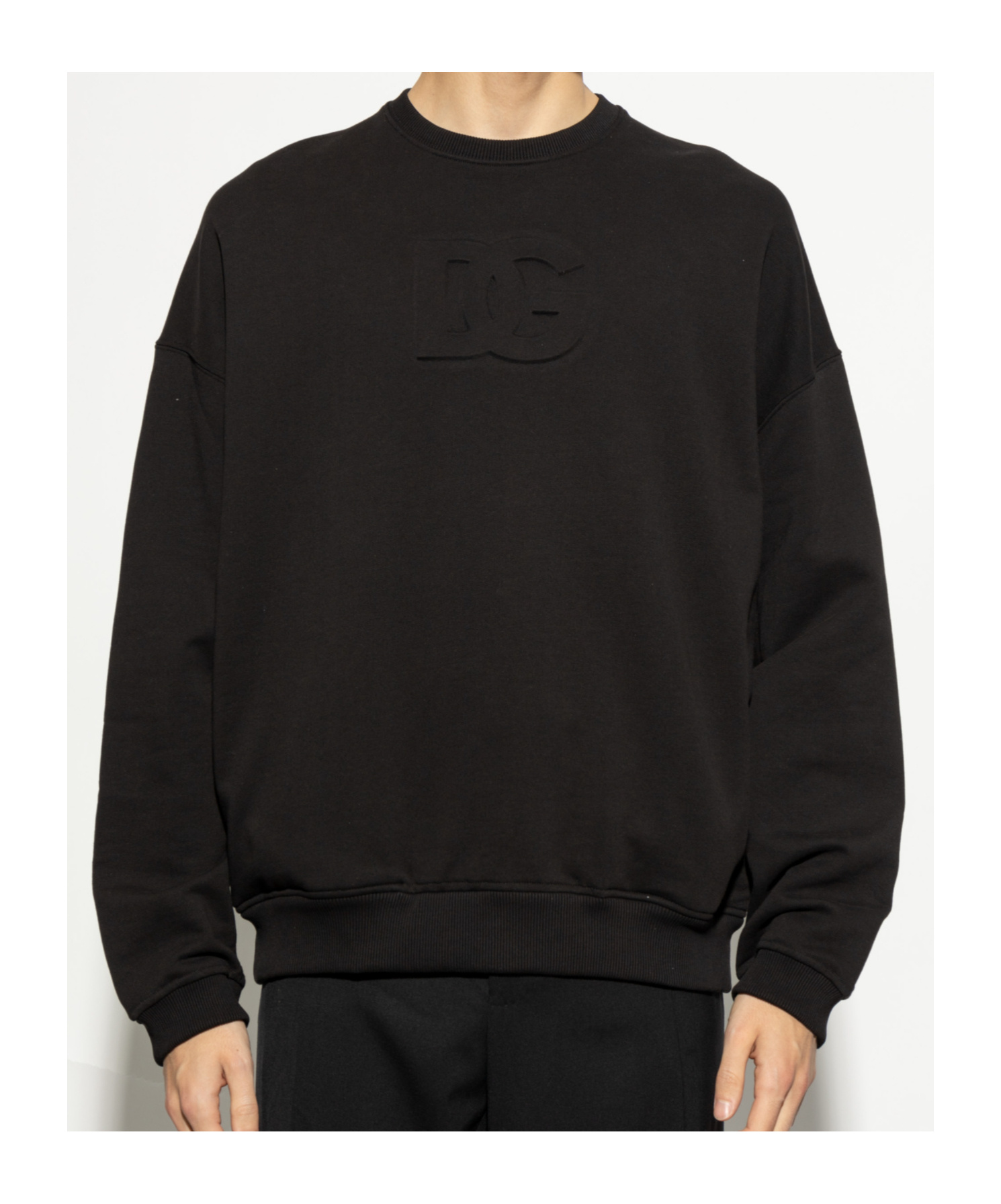 Dolce & Gabbana Logo Embossed Jersey Sweatshirt In Black