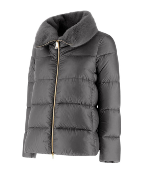 Herno Faux-fur Collar Padded Jacket In Black