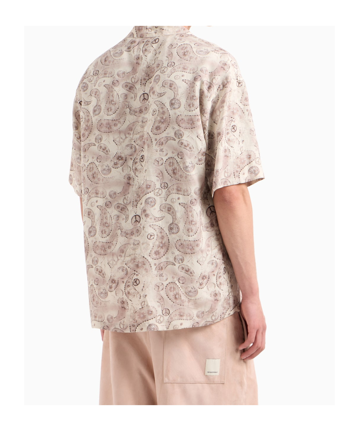 Emporio Armani Asv Capsule Peace All Over Print Shirt In Nude