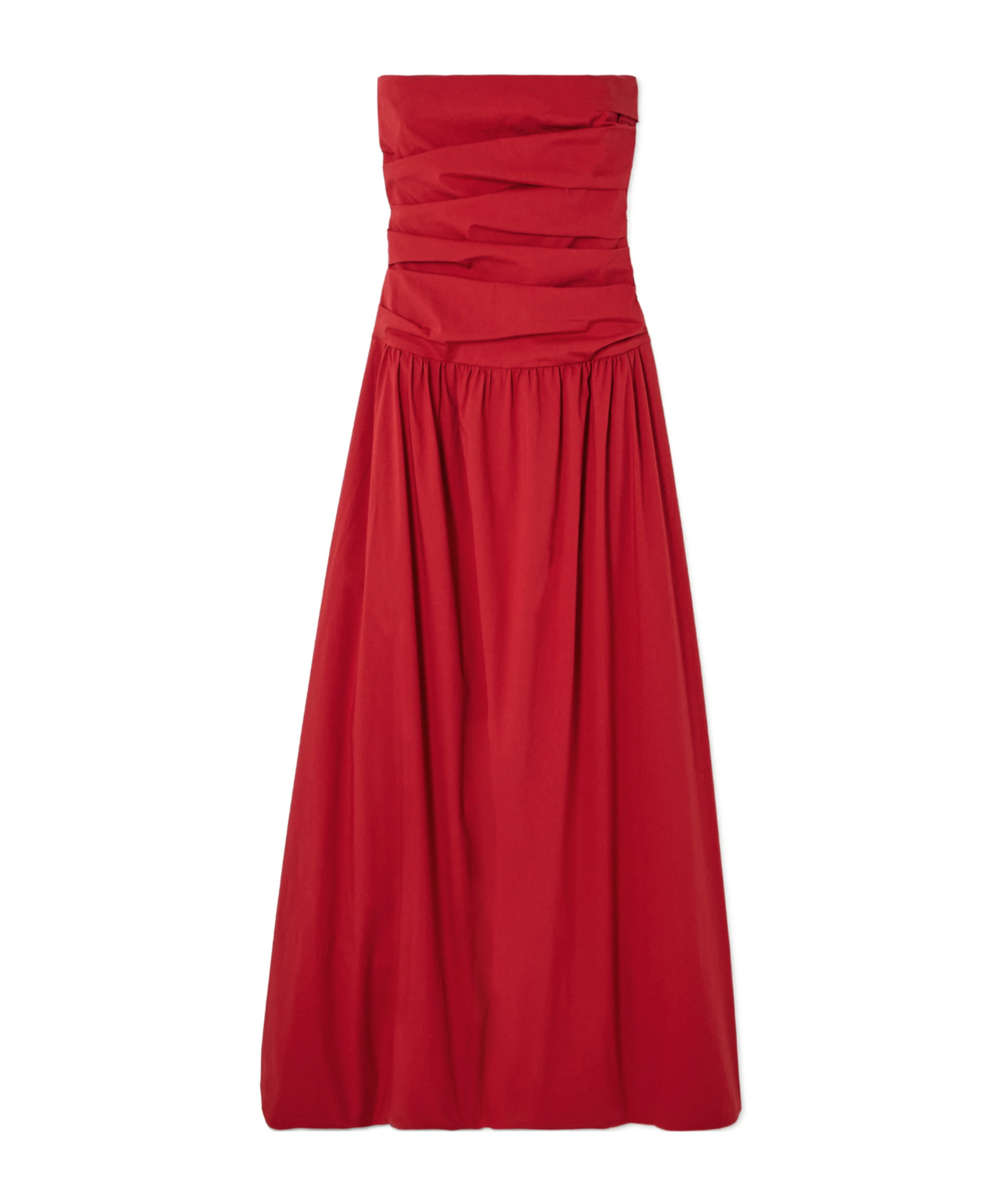 St Agni Ruched Cotton Dress In Red