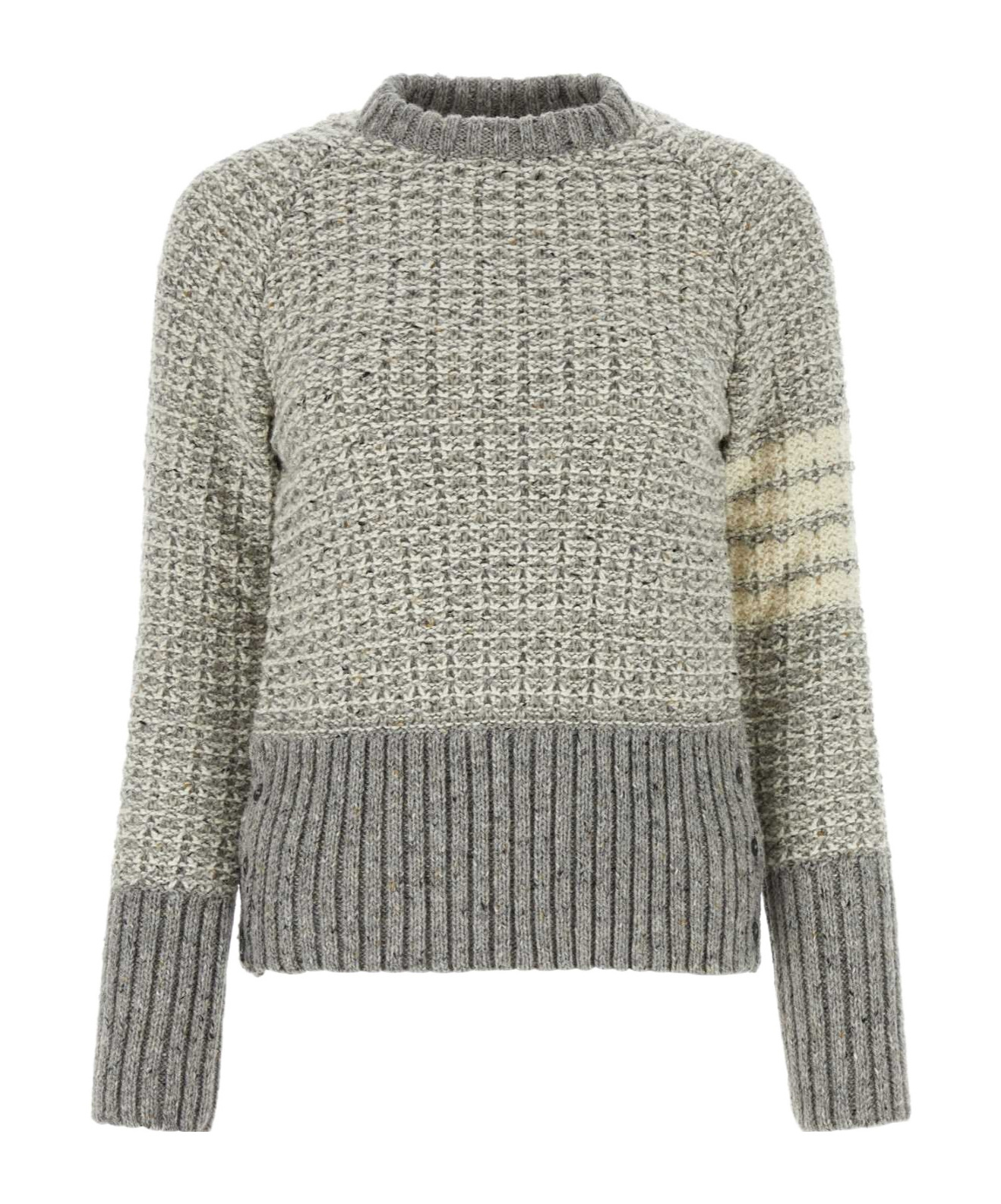 Thom Browne 4-bar Stripe Chunky-knit Jumper In Gray