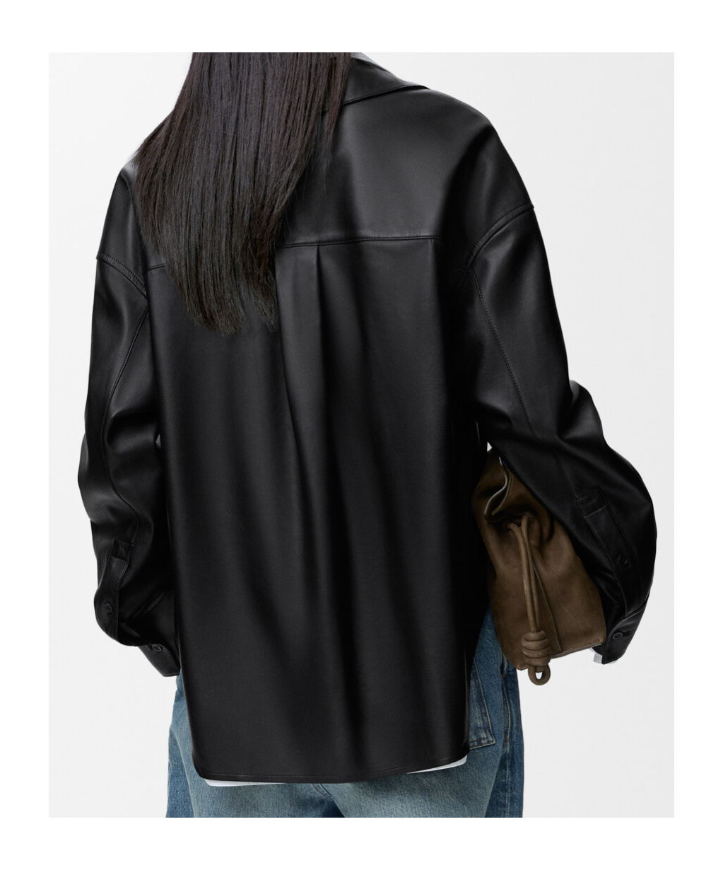Loewe Nappa Lambskin Draped Shirt In Black