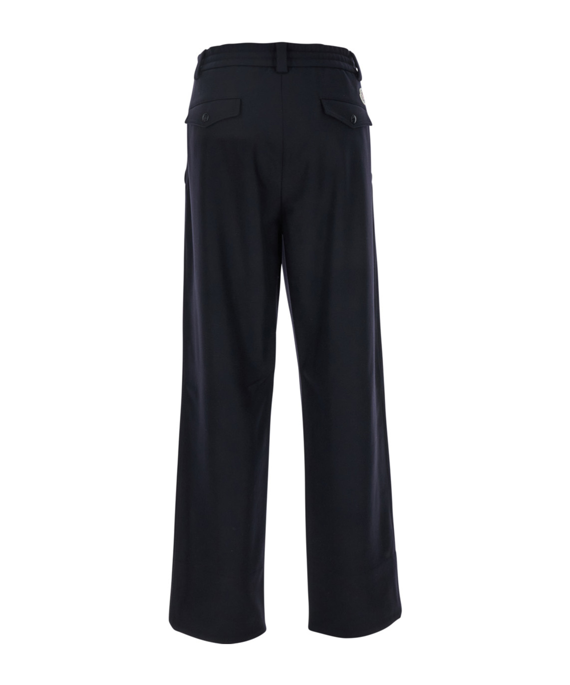Moncler Blue Pants With Drawstring Elastic Waist And Logo Patch On The Rear In Wool Man In Blue