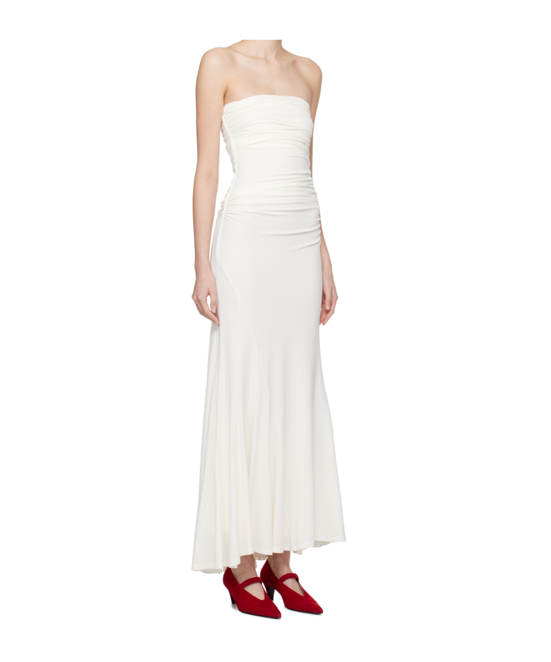 Tove Pleated Tube Top Dress In White