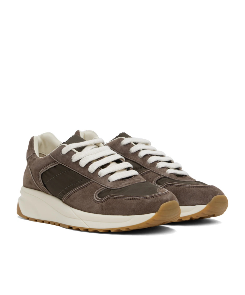 Common Projects Suede Nylon Track Sneakers In Brown