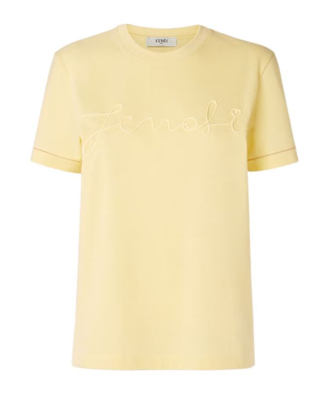 Fendi White Cotton And Linen T-shirt