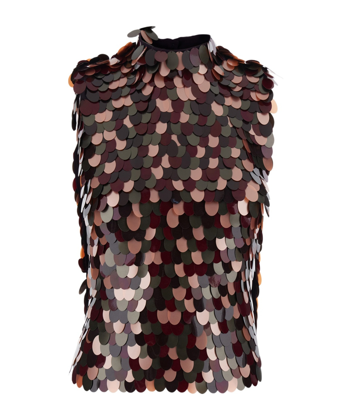 Dries Van Noten Women Bordeaux High Neck Top With All-over Sequins In Viscose Woman In Brown