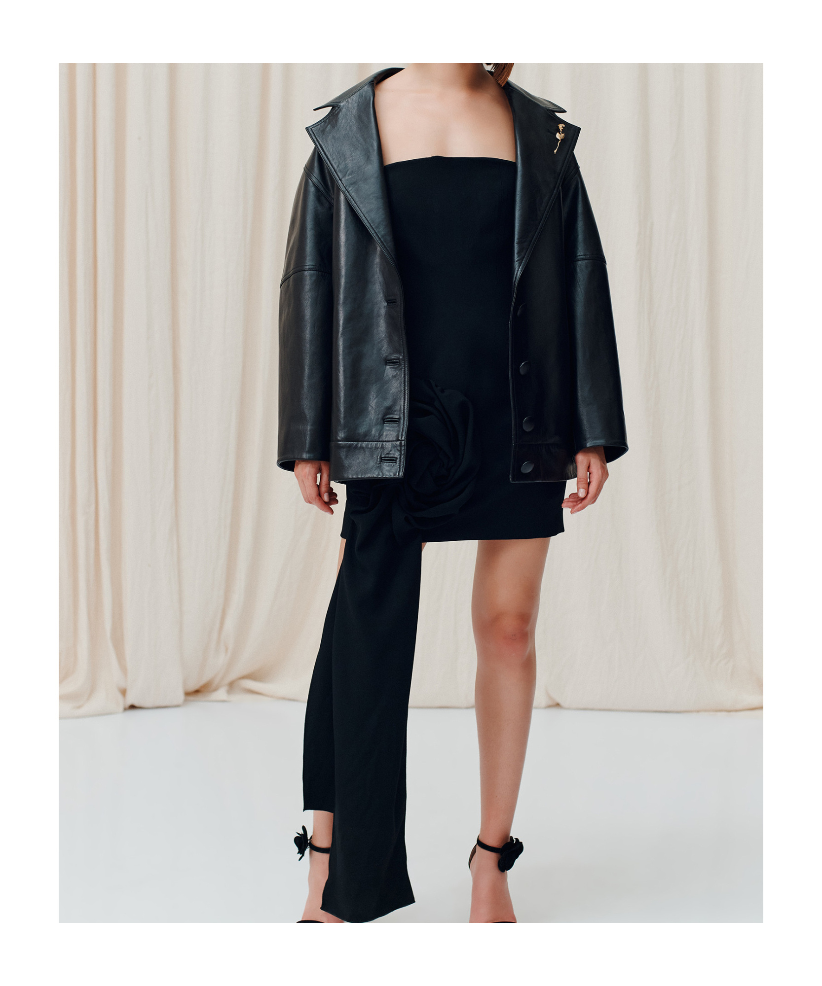 Shop Marella Bomber Leather Jacket In Black