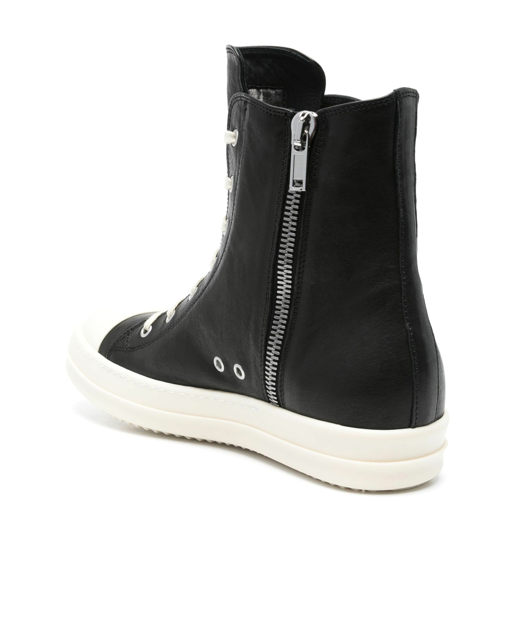 Rick Owens Hollywood Leather High Top Sneaker In Black