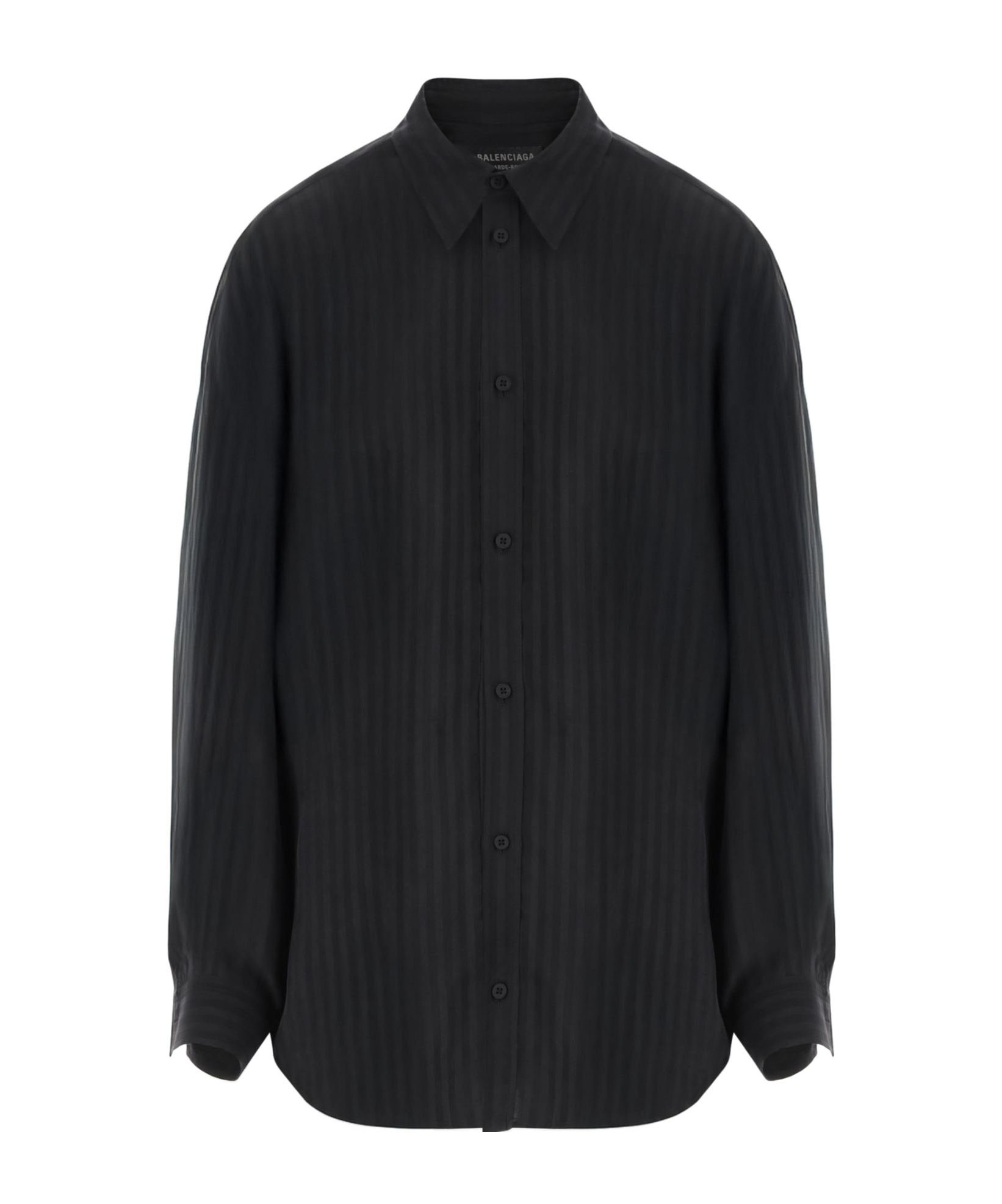 Balenciaga Tonal Stripe Oversize Button-up Shirt In Black