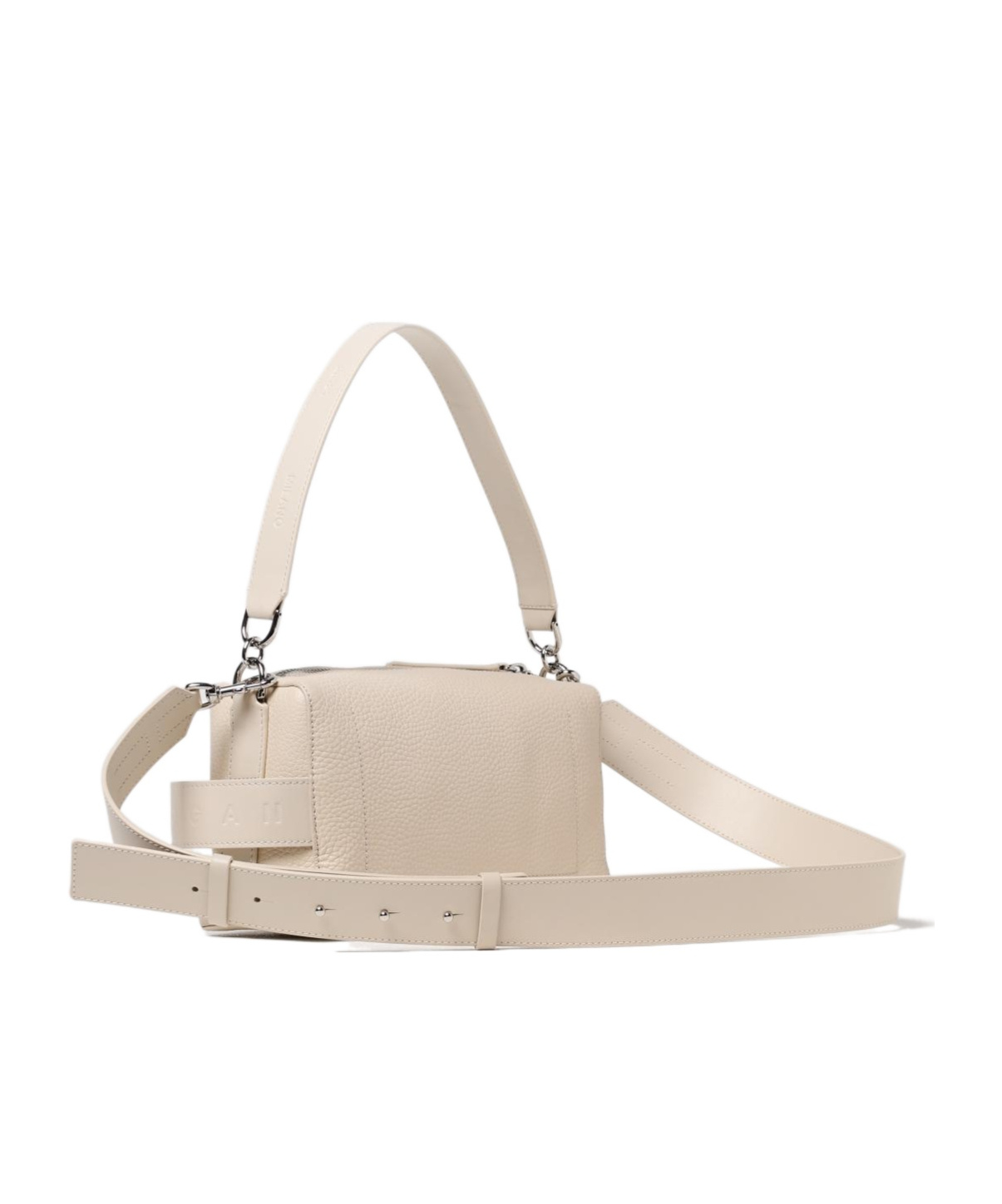 Hogan Script Bauletto Leather Shoulder Bag In Nude