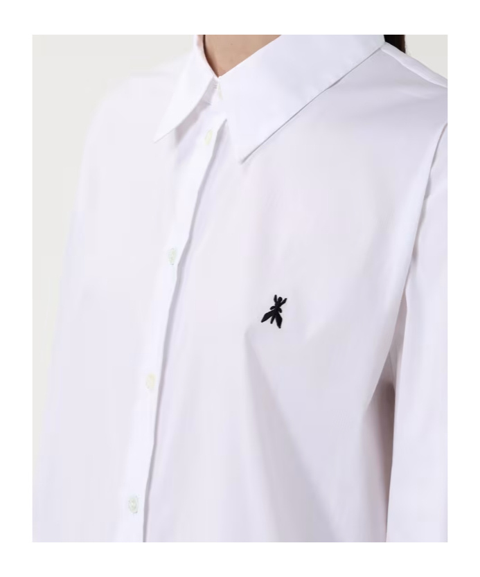 Patrizia Pepe Button-down Long-sleeved Shirt In White