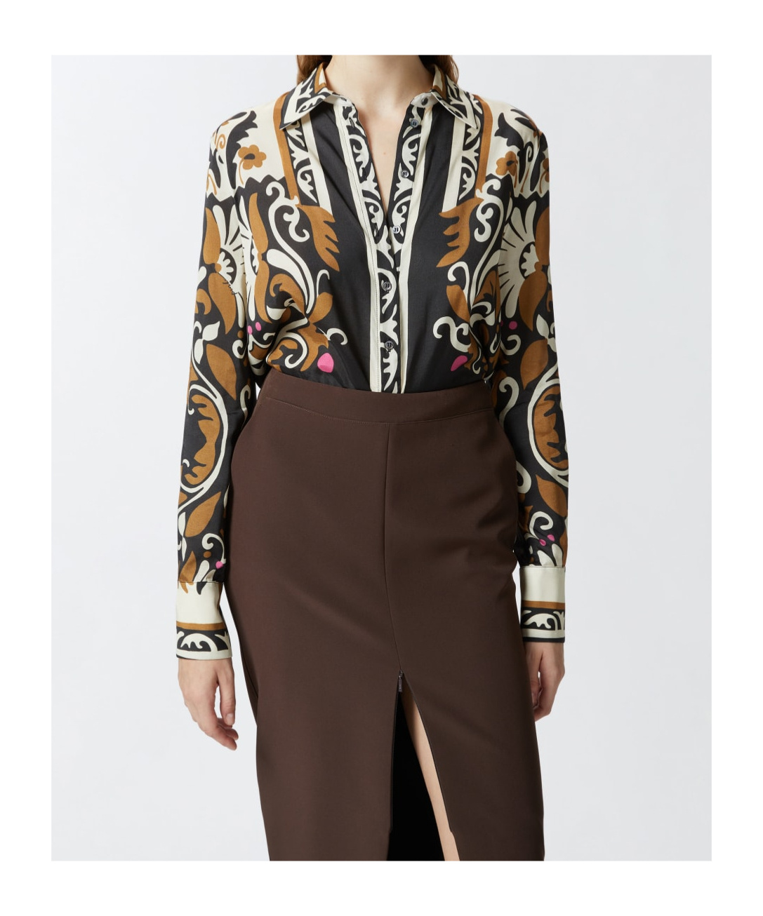 Pinko Shirt With Ornamental Floral Print In Black