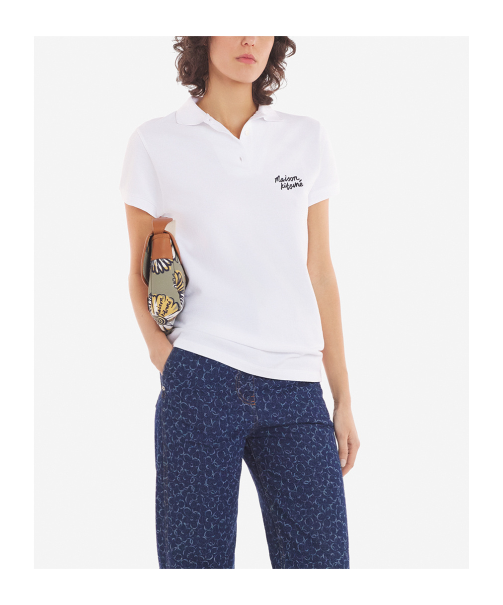 MAISON KITSUNÉ LOGO-EMBROIDERED COTTON POLO TOP