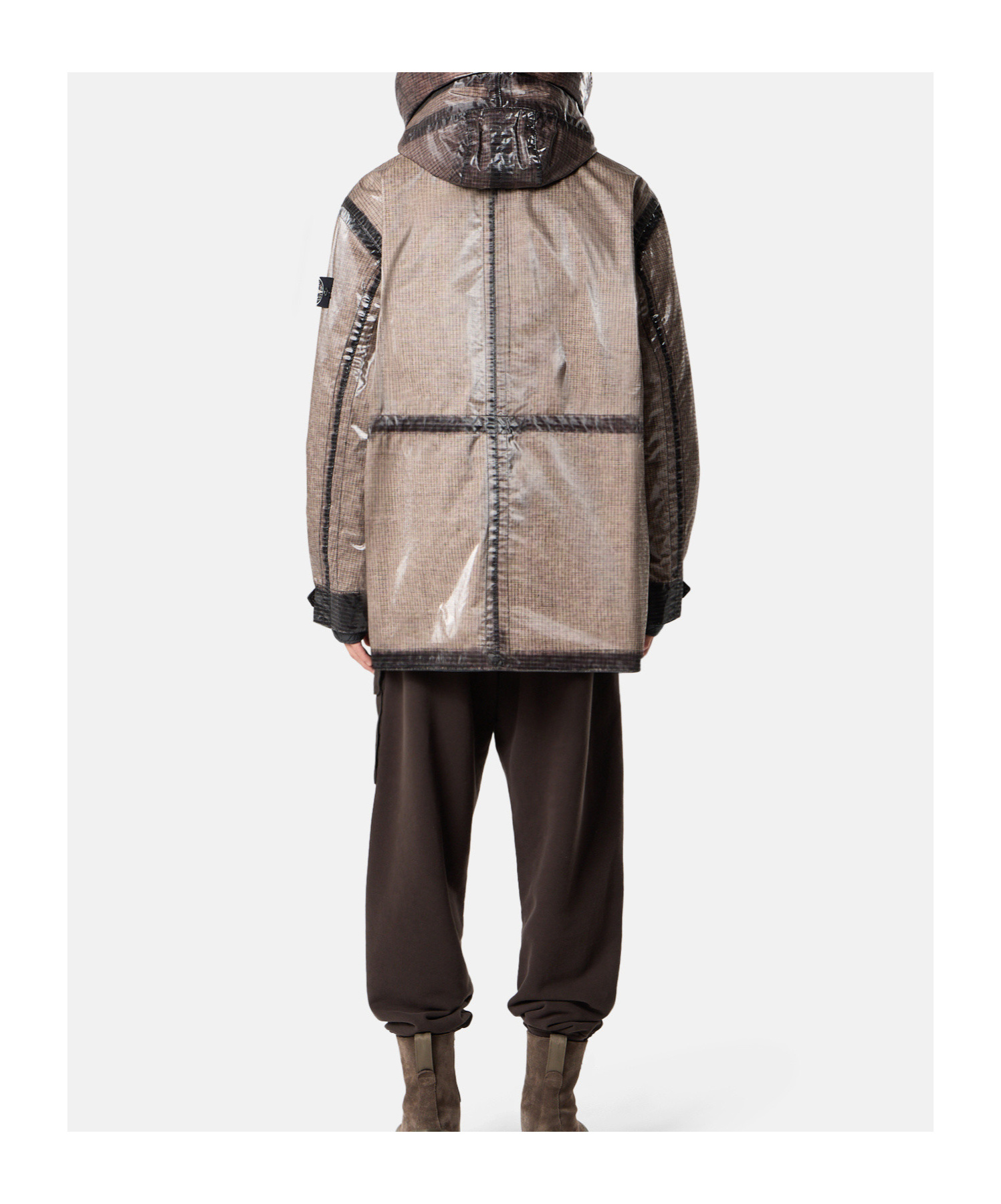 Stone Island Hooded Parka With Prismatic Effect And Padded Lining In Gray