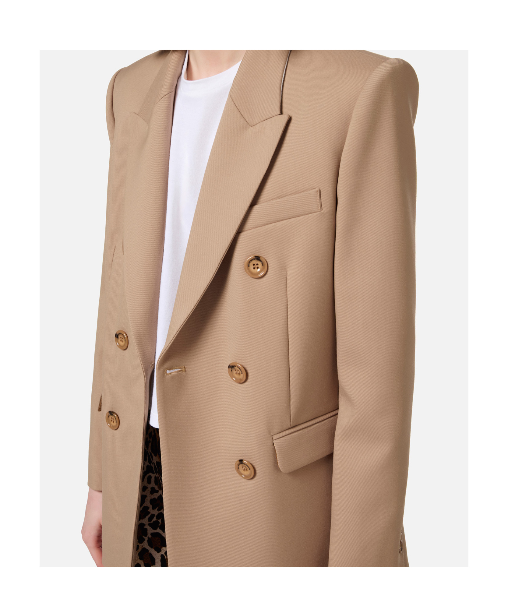 Elisabetta Franchi Double-breasted Jacket In Camel