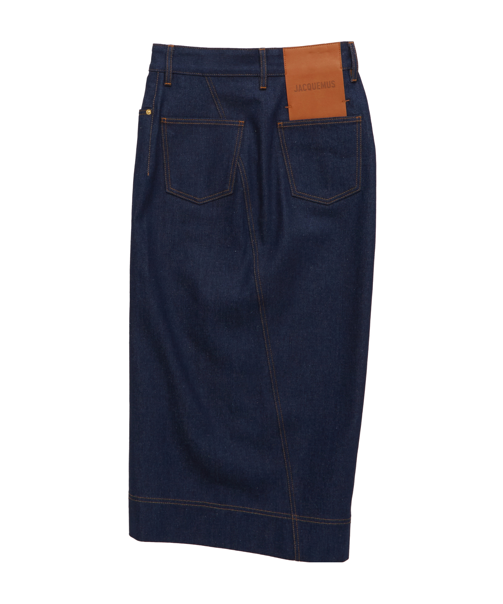 Jacquemus Overlapping Denim Skirt In Blue