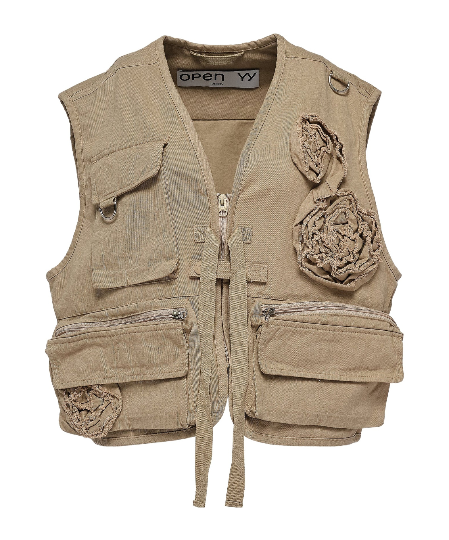 Open Yy Applique Work Vest In Brown
