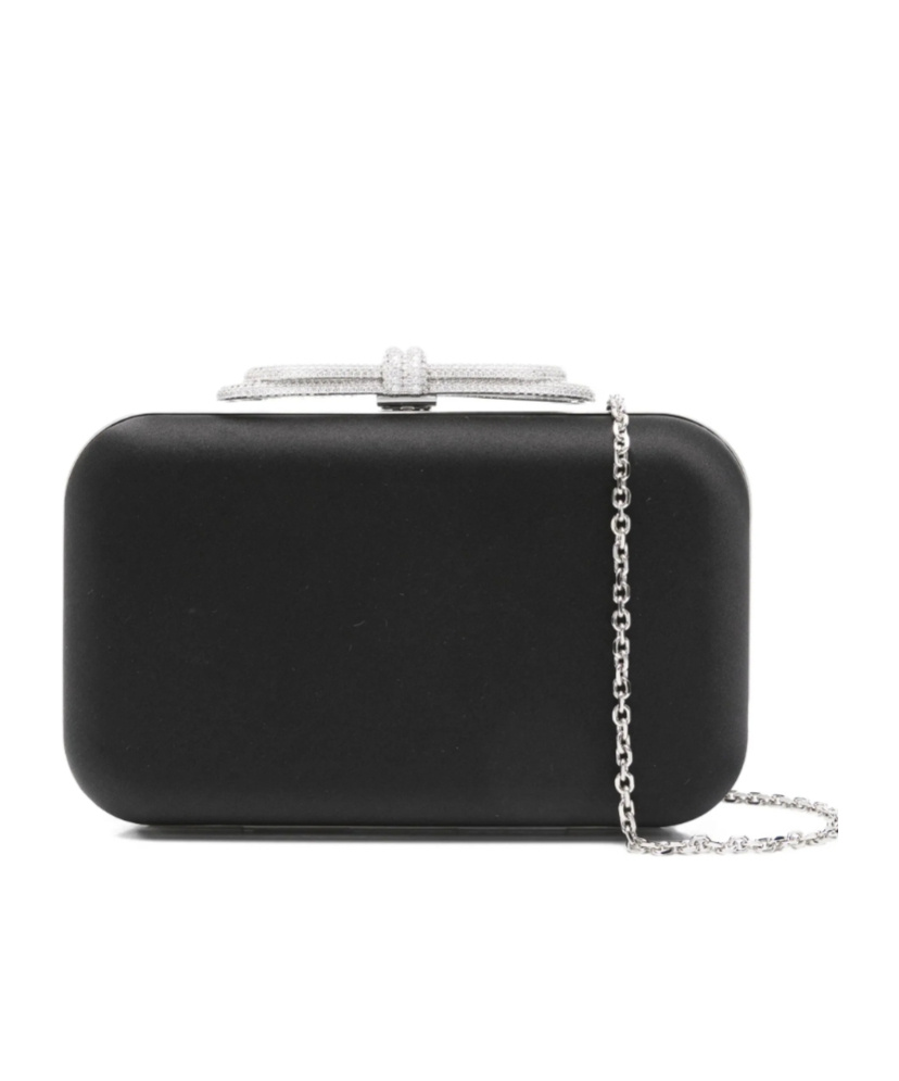 Machmach Crystal-embellished Bow Clutch In Black