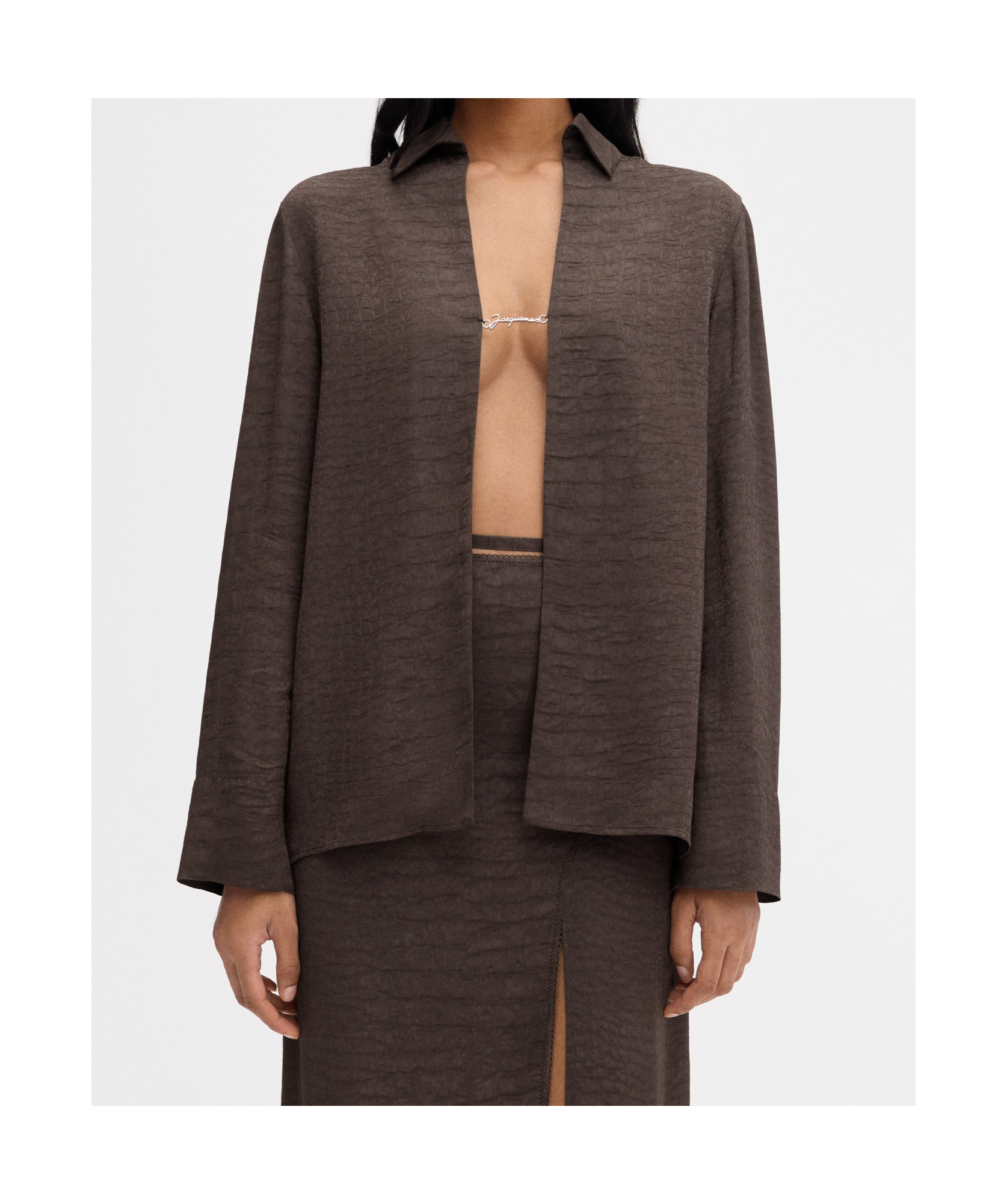 Jacquemus The Textured Night Shirt In Brown