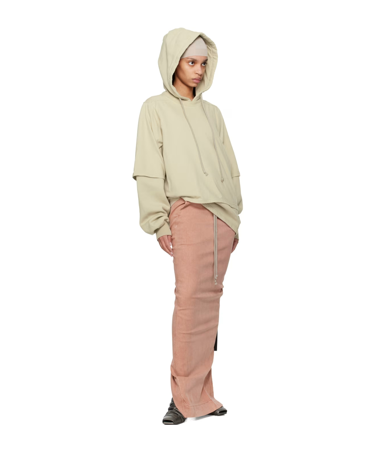 Rick Owens Drkshdw Off-white Hustler Hoodie In Gray