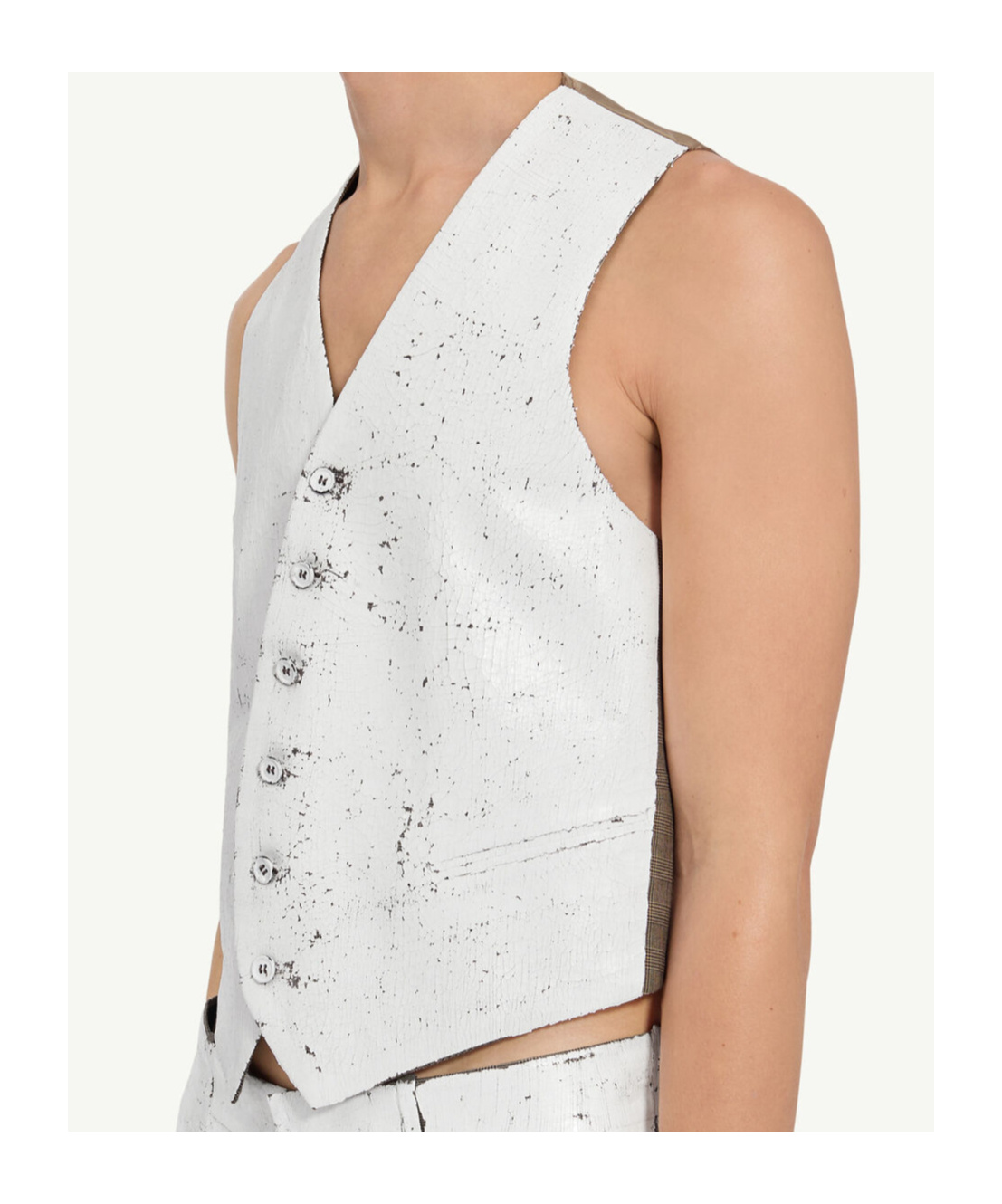 Mm6 Maison Margiela Multicolor Stretch Polyester Blend Vest In White