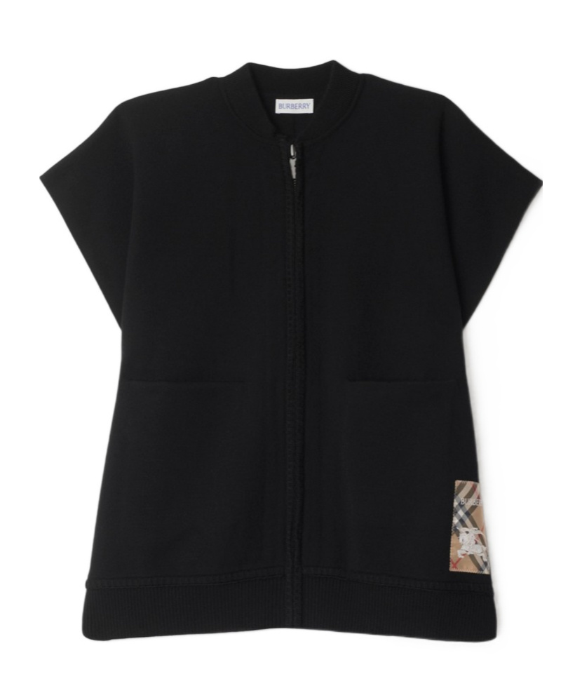 Burberry Check Label Wool Blend Cape In Black