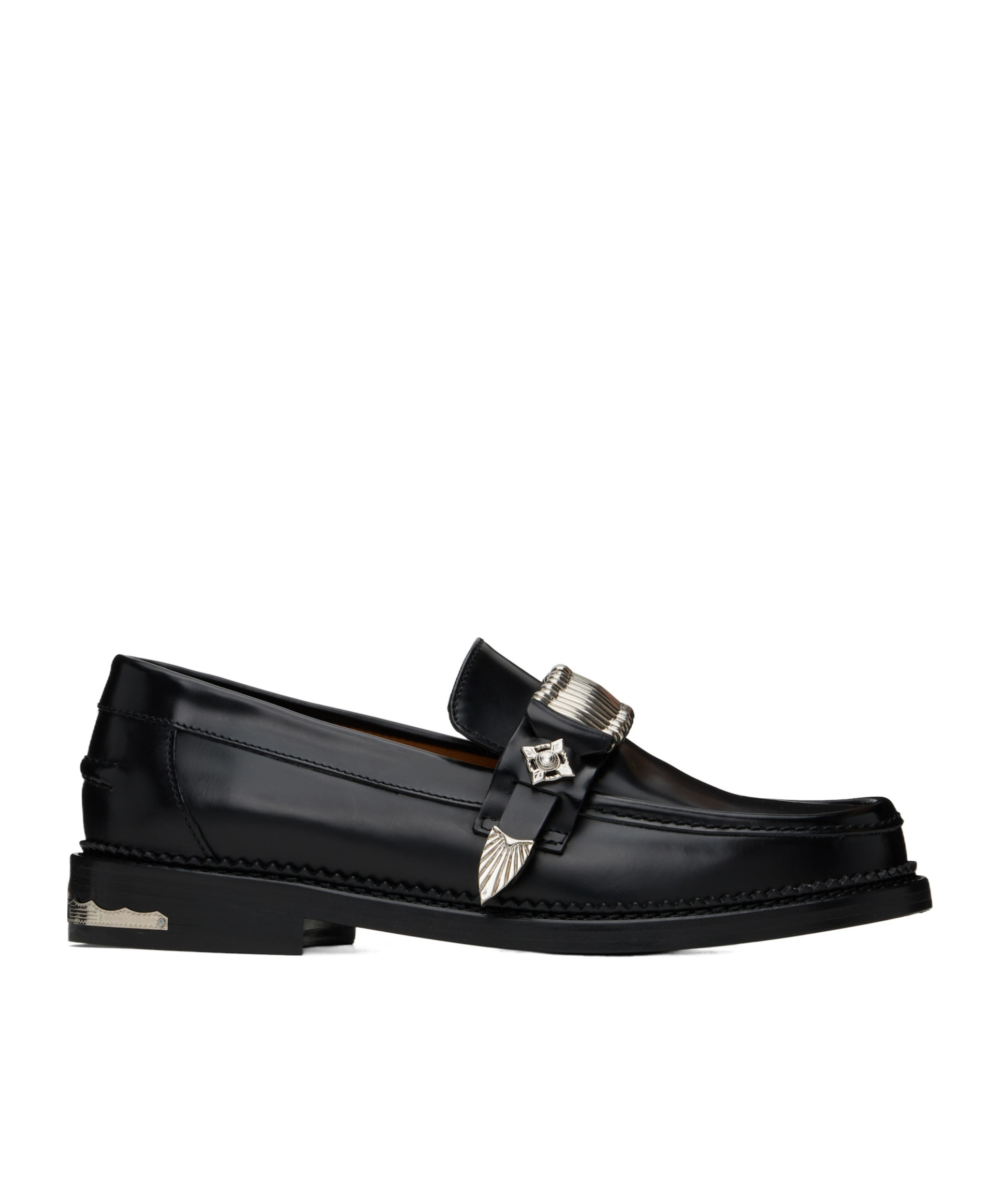Toga Virilis Metallic-buckle Leather Loafers In Black