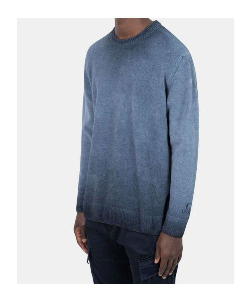 C.p. Company Chenille Cotton Sweater In Blue