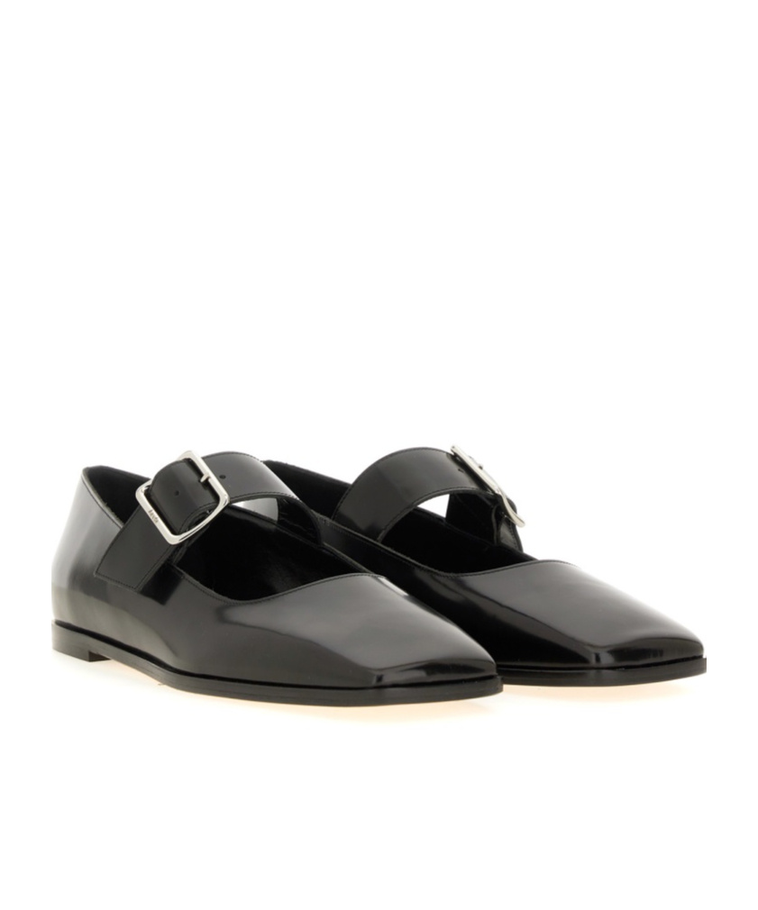Aeyde Sunny Polido Dancer Lamb Leather Flats In Black