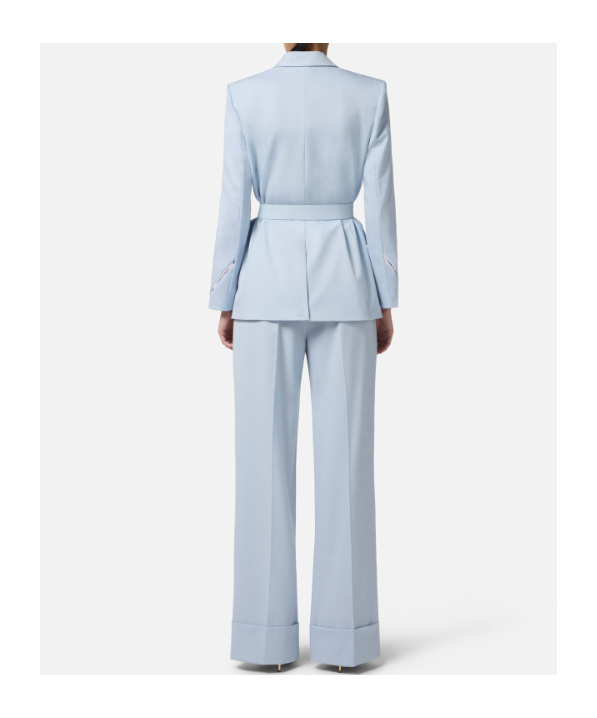 Elisabetta Franchi Cool Belted Wrap-effect Suit In Blue