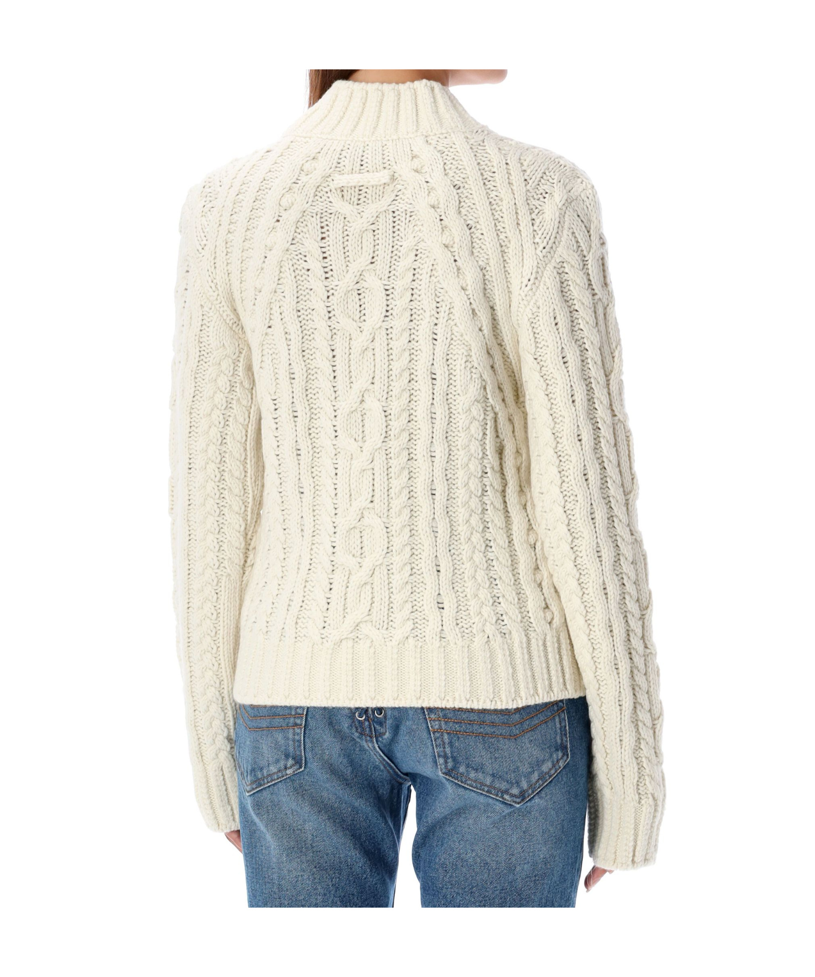 Jean Paul Gaultier Chunky Knit High-neck Sweater In White