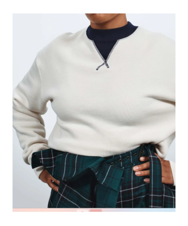Jw Anderson Womens Contrast Collar Sweatshirt In Ecru Navy In Neutral