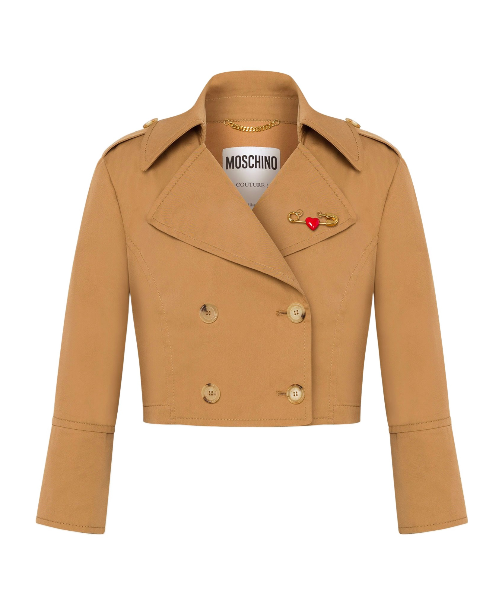 Moschino Cropped Double-breasted Jacket In Nude
