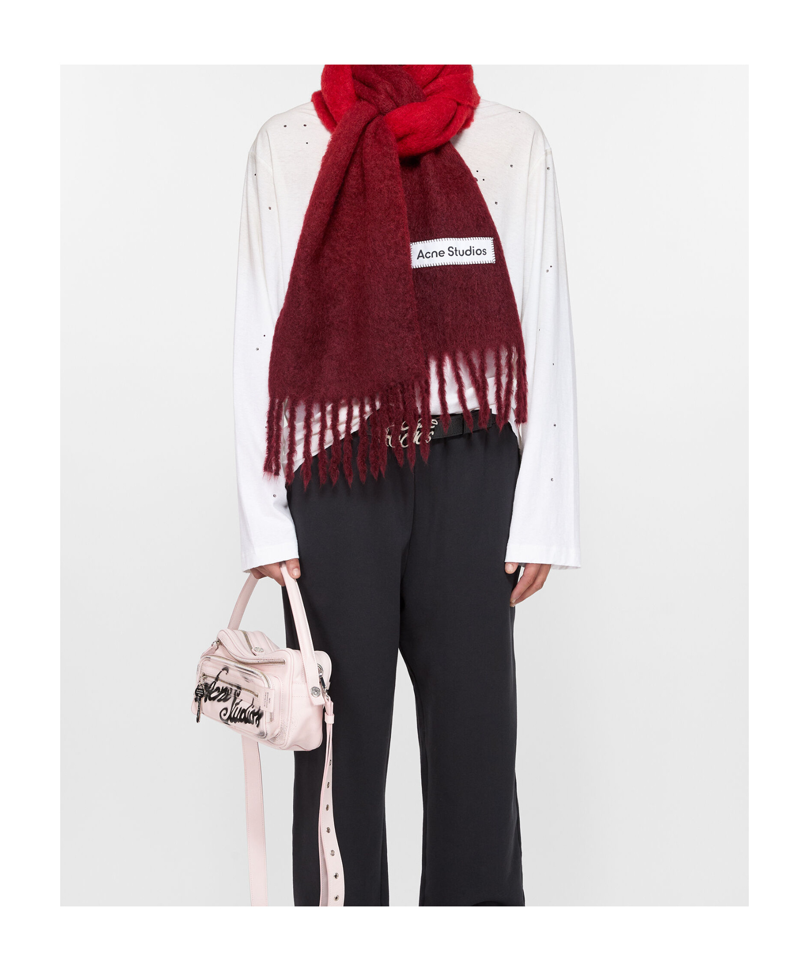 Acne Studios Gradient-effect Scarf In Red