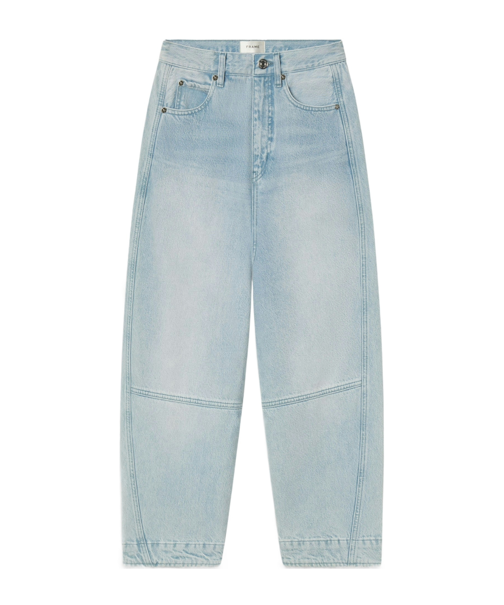 Frame The Twisted High Rise Wide Leg Ankle Jeans In Never In Blue