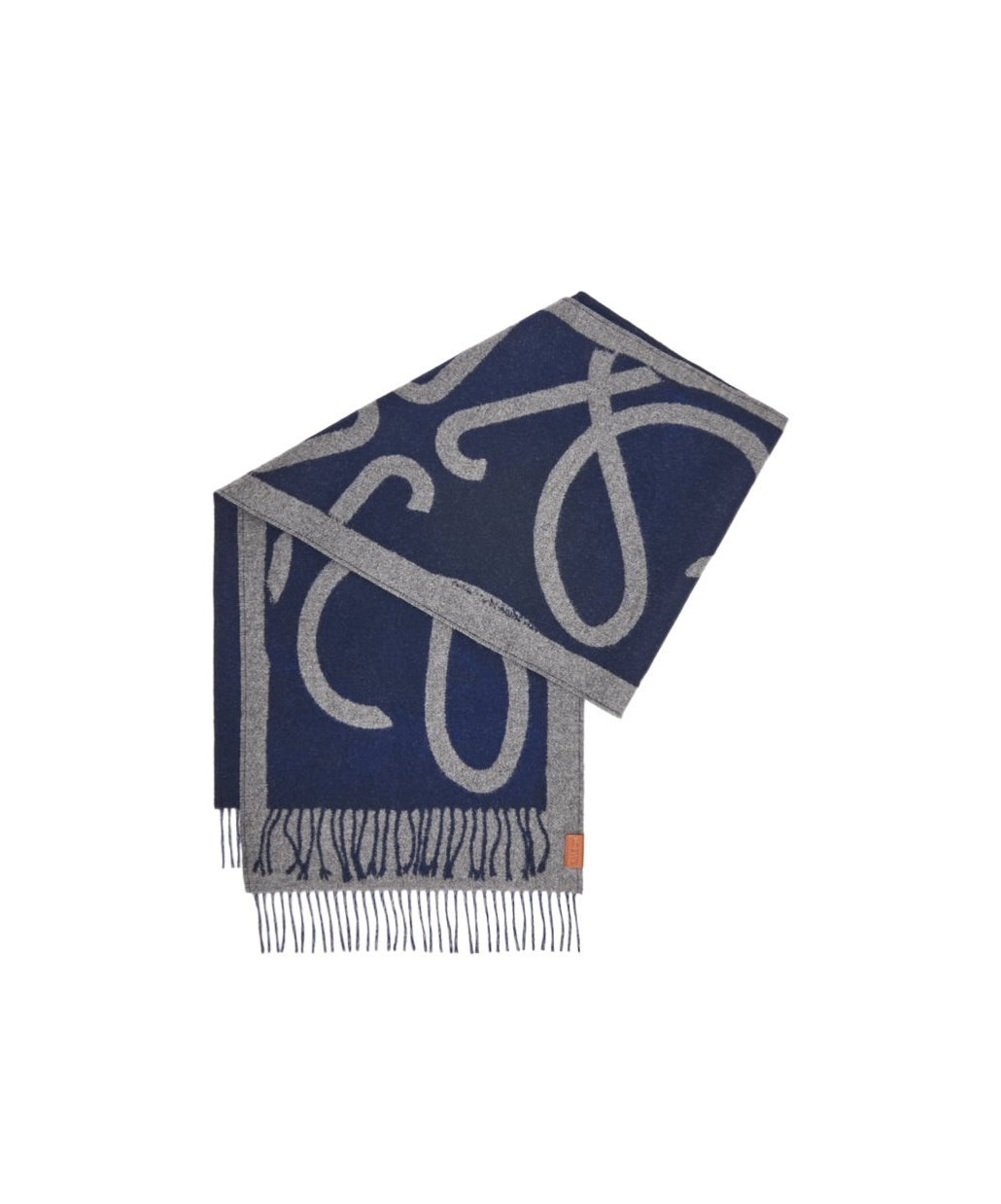 Loewe Wool-cashmere Reversible Scarf In Gray