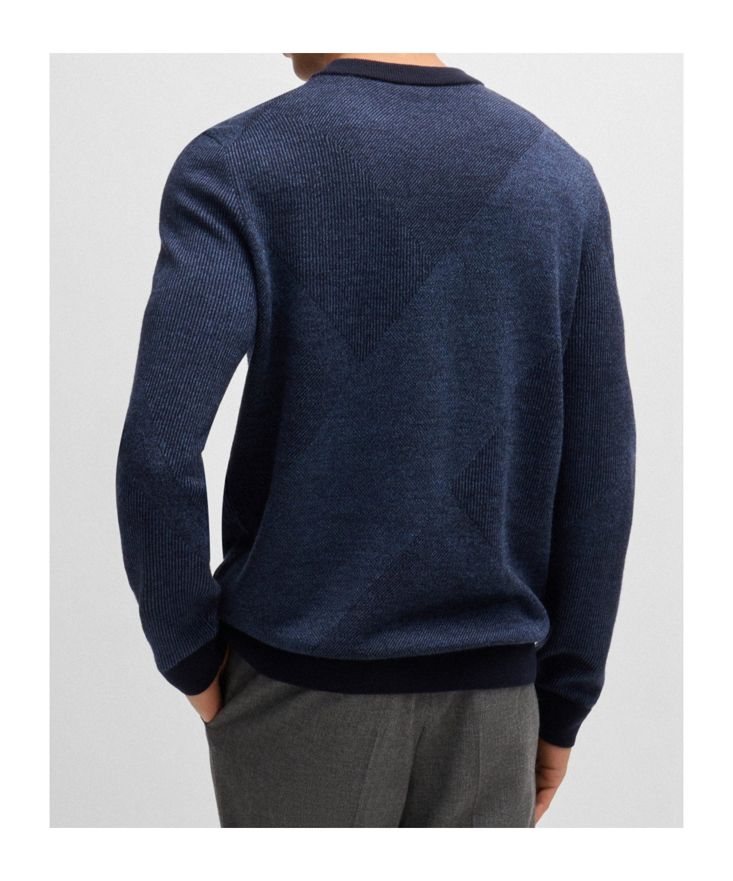 HUGO BOSS TWO-TONE JACQUARD SWEATER
