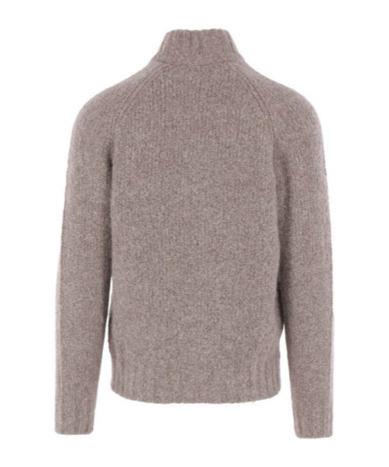 Brunello Cucinelli High Neck Zipped Cardigan In Brown