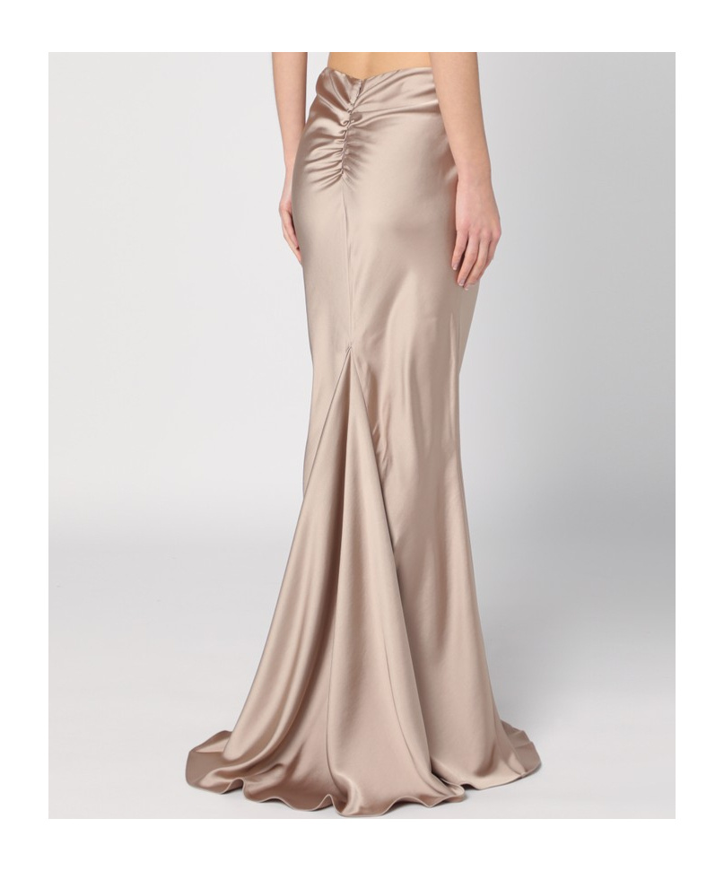 The Andamane Nemesia Bias-cut Midi Skirt In Nude