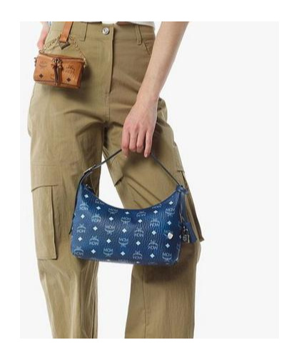 Mcm 'aren Hobo' Small Shoulder Bag In Blue