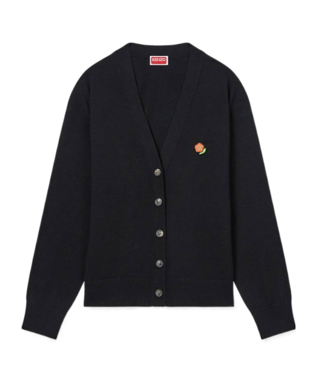 Kenzo Long-sleeved Embroidered Hoodie In Black