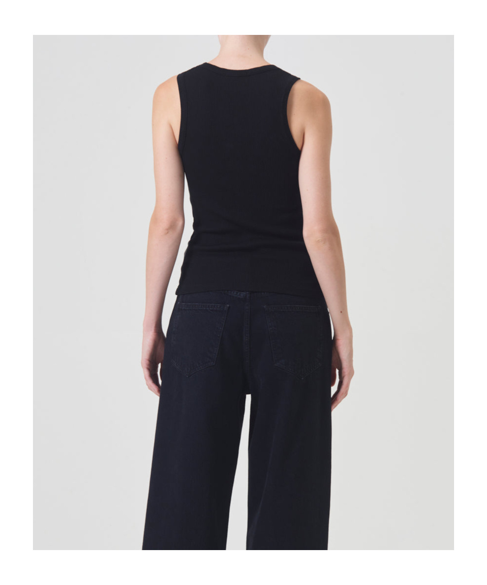 Agolde Poppy Ribbed Tank Top In Black