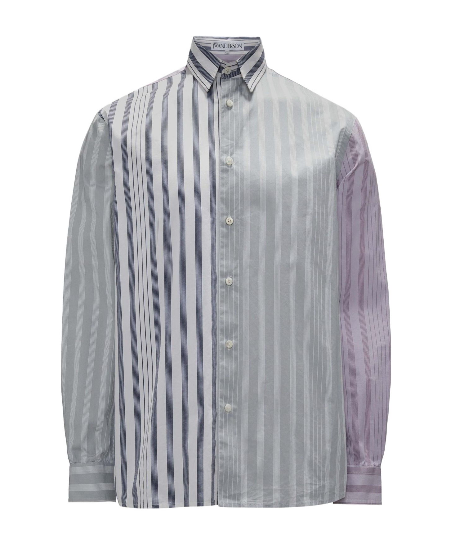 Jw Anderson Striped Pattern Button-down Collar Shirt In Gray