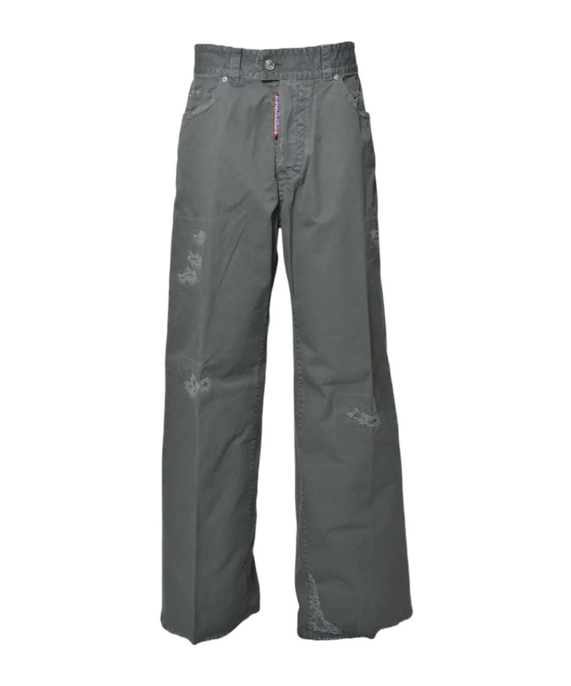Dsquared2 Distressed Straight-leg Trousers In Sage Green