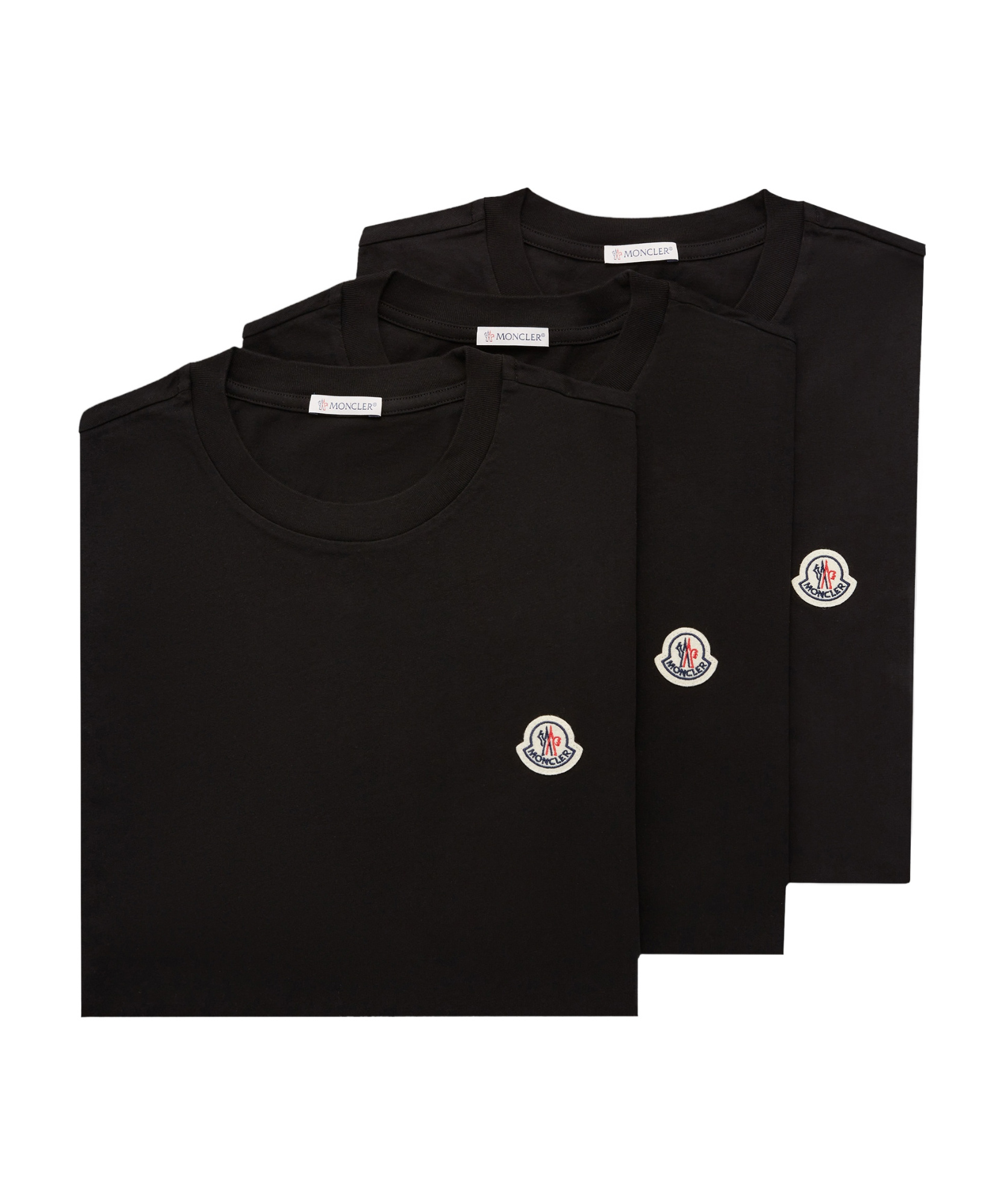 Moncler Crew Neck Short Sleeve T-shirt Three-pack In Black
