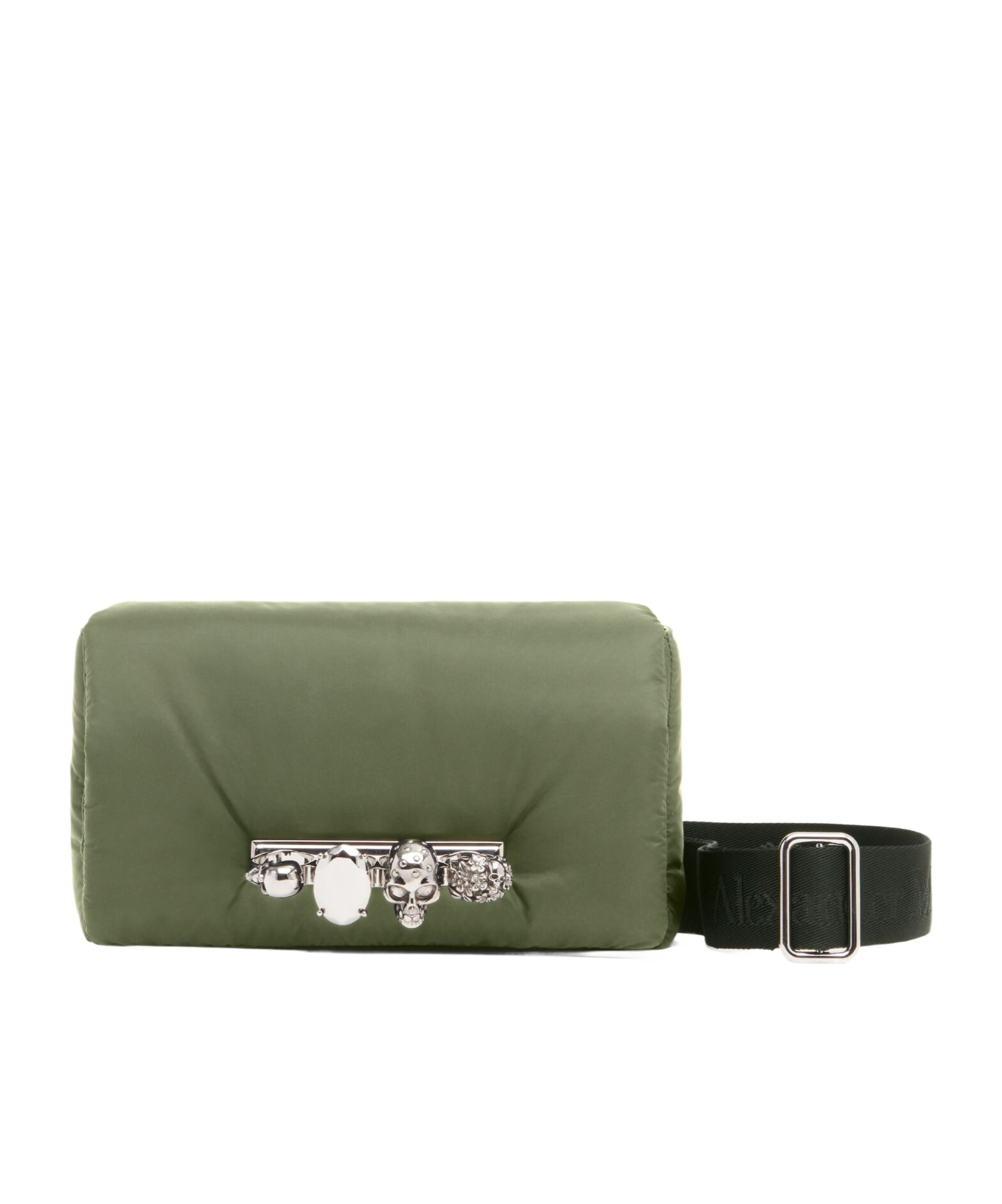 Alexander Mcqueen The Puffy Embellished Padded Belt Bag In Green