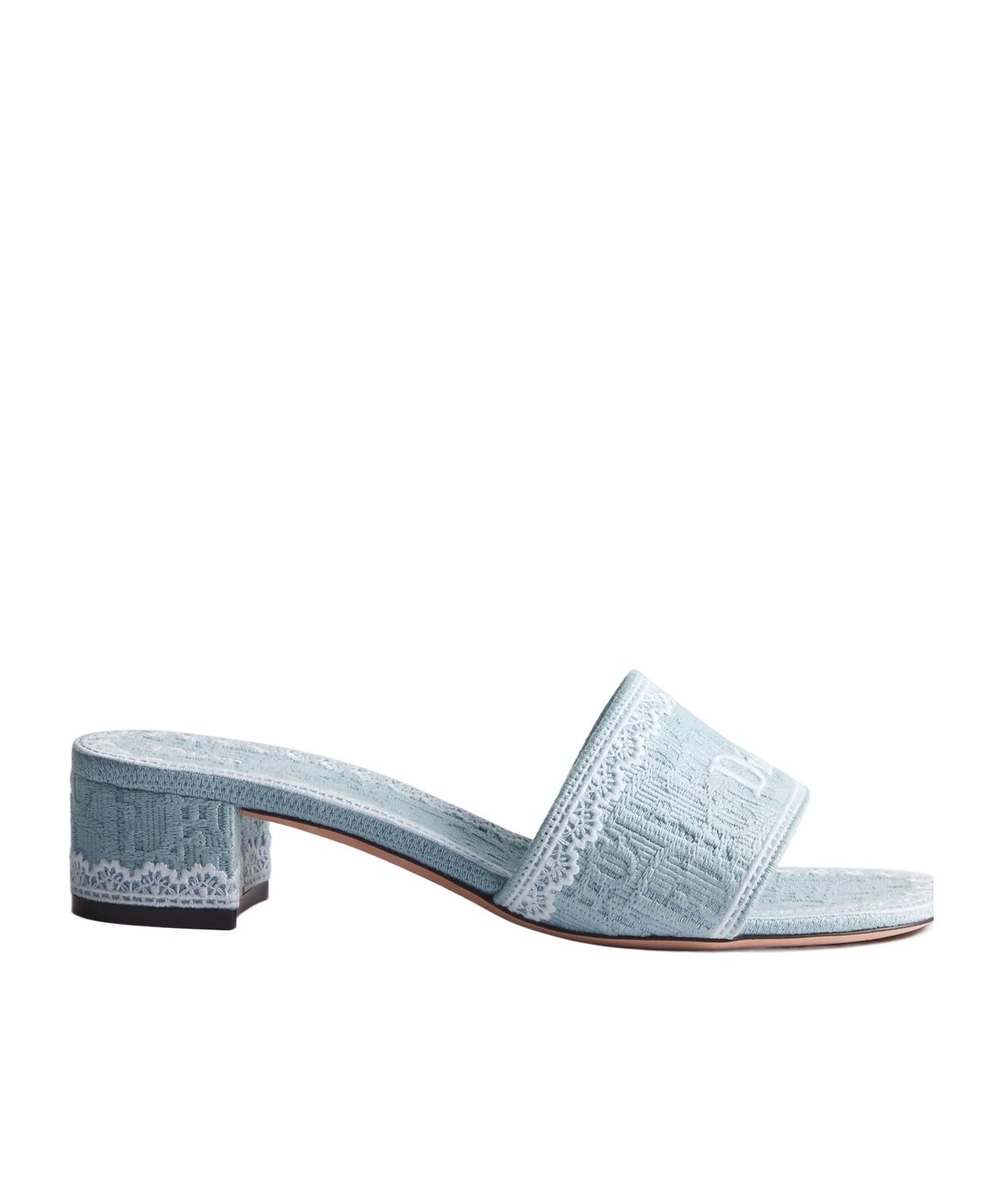 Dior Dentelle Heeled Slide In Blue