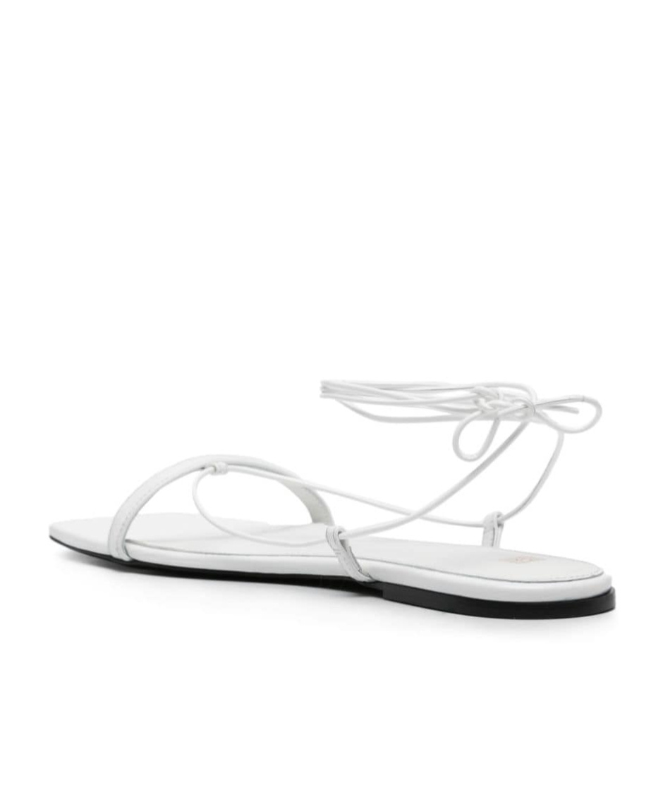 Totême The Croco Lace-up Leather Sandals In White