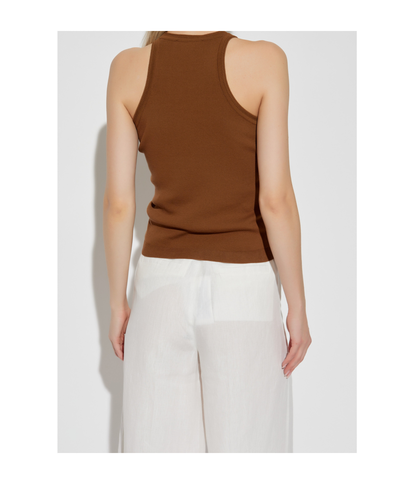 Max Mara Cotton Yarn Top In Brown